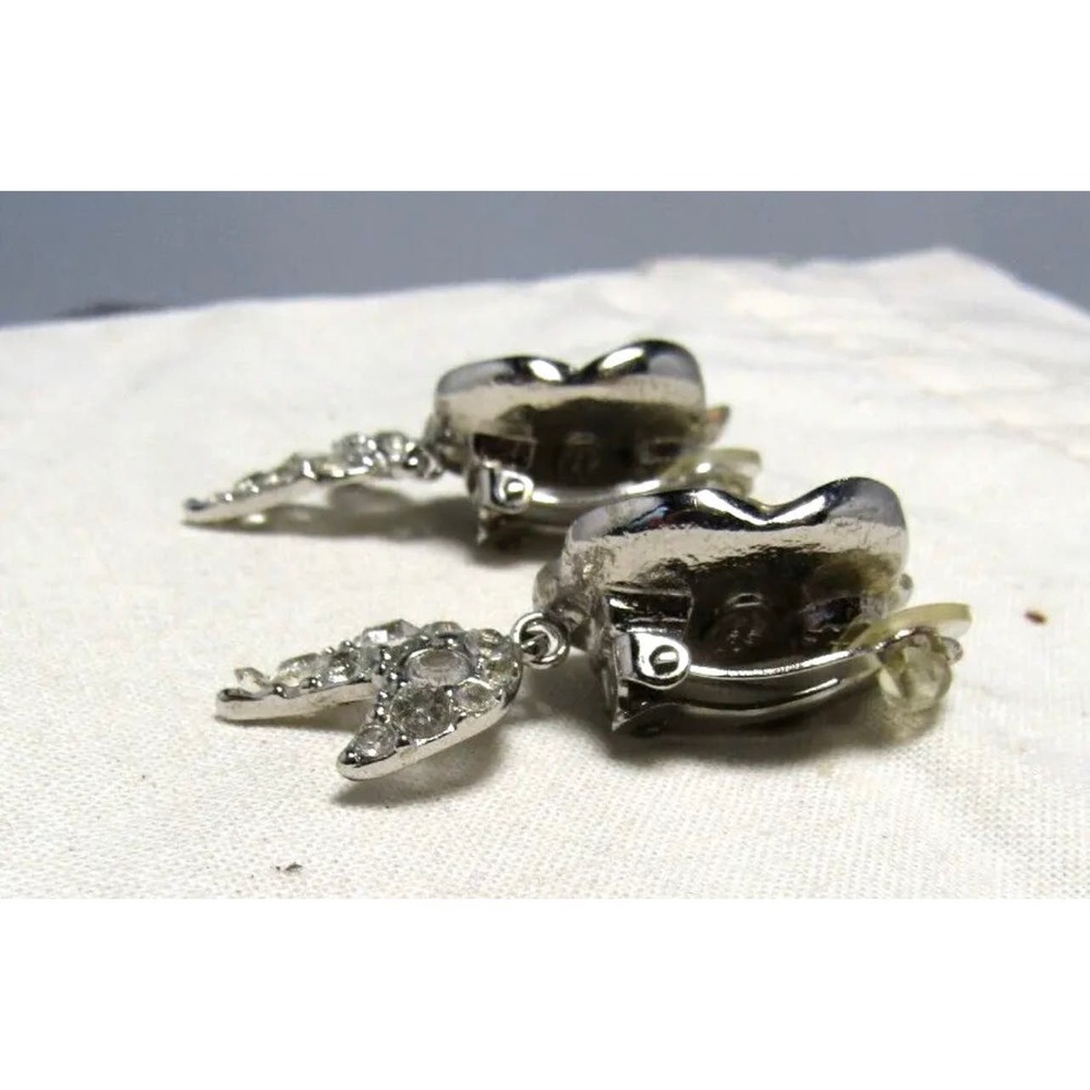 CHANEL Camilla Flower & Rhinestones CC Logo Drop Clip On Earrings - Picture 5 of 10